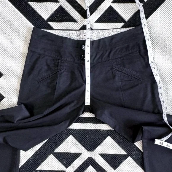 Elevenses x Anthropologie Black Twill Wide Leg Cuffed Trousers Size 2 - Picture 3 of 8